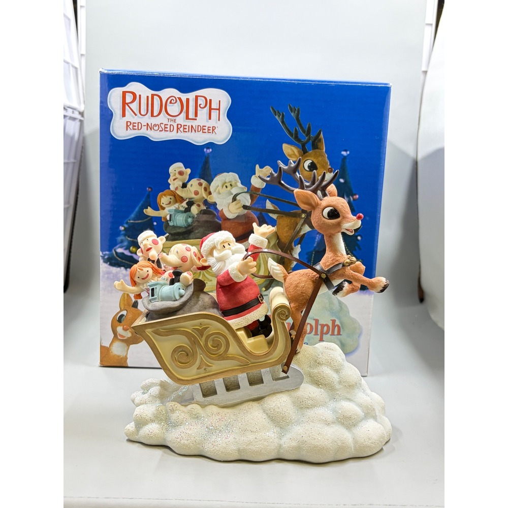 Scarce Enesco Santa & Rudolph Sleigh Misfit Toys Figurine MIB